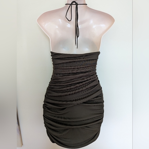 Zara cut-out draped mini dress green xs - Picture 10 of 16